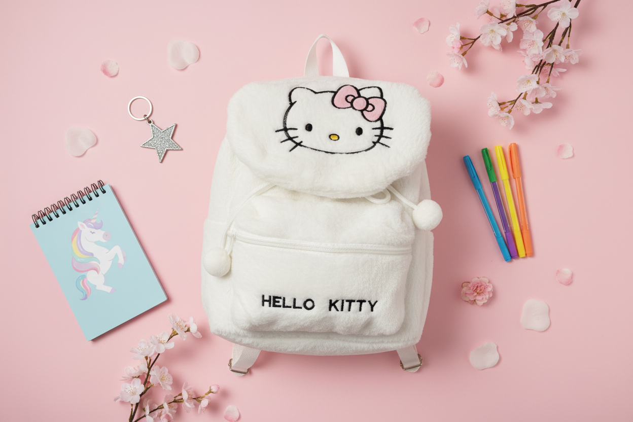 Hello Kitty Backpack Flat Lay