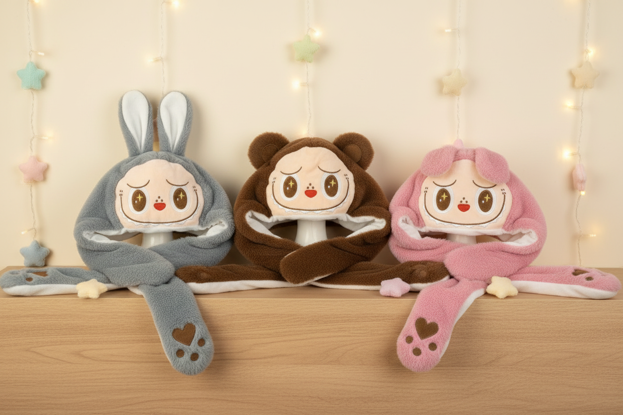 Labubu Furry Hats – Cozy Shelf Concept