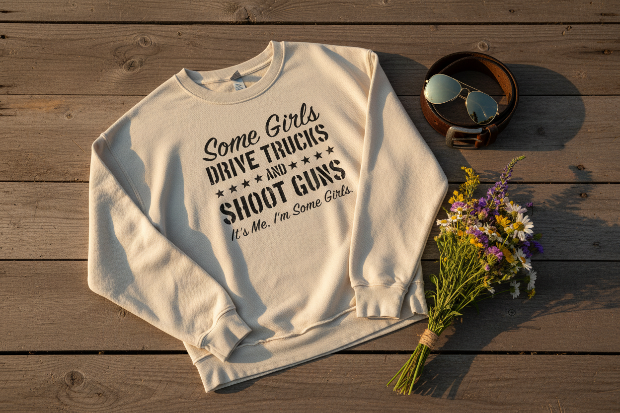 Some Girls Sweatshirt – Rustic Flat Lay